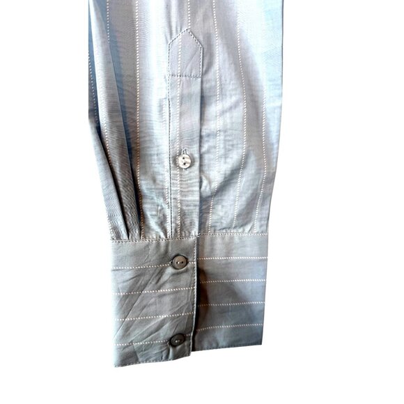 NWT PrettyLittleThing Size 10 Poplin Blue Pinstripe Pocket Detail Cropped Shirt - Picture 10 of 13